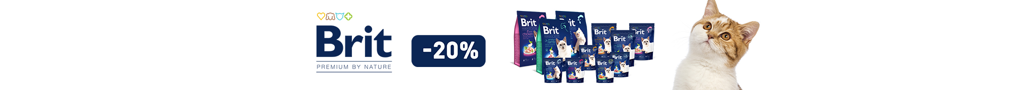 Знижка 20% на корм для котиків ТM Brit Premium 