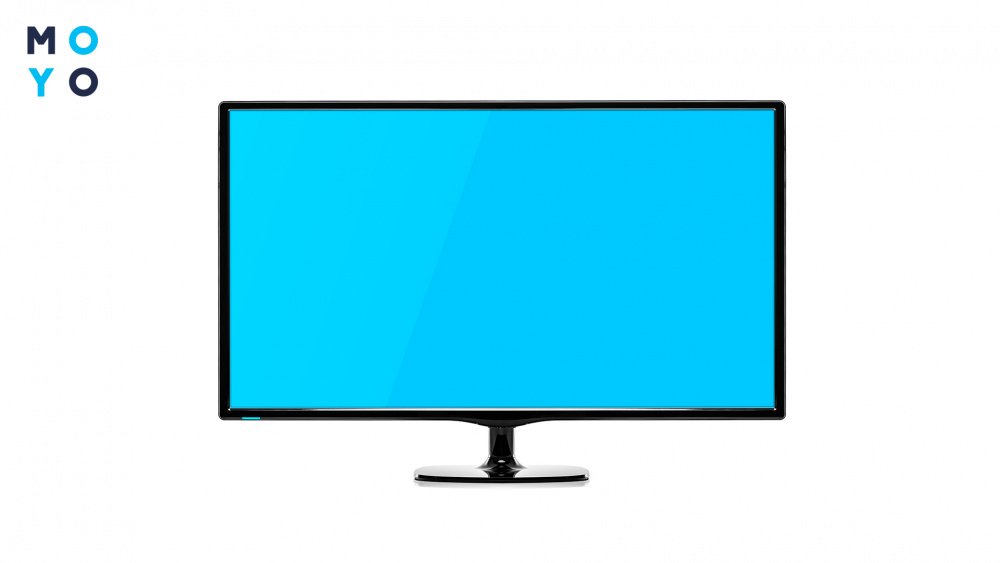 телевизор на подставке с голубым экраном