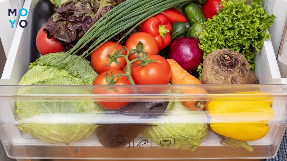 зона хранения овощей в холодильнике