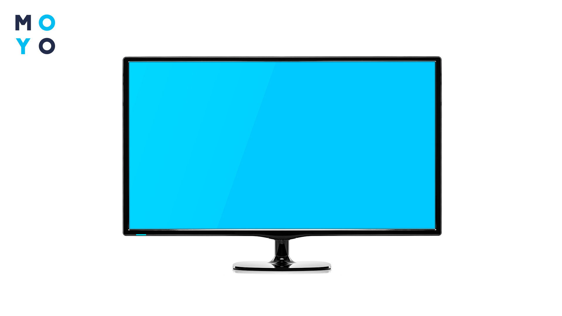 телевізор на підставці із блакитним екраном