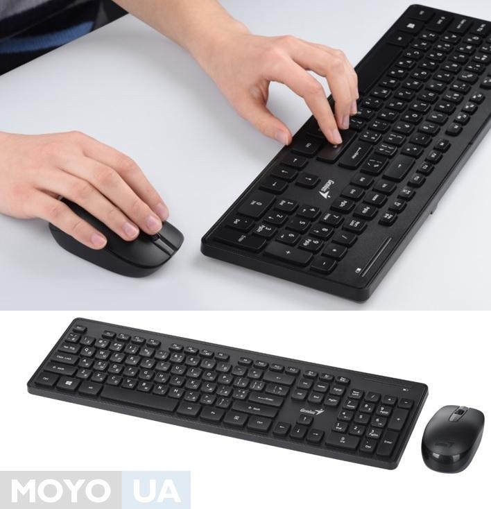  Комплект беспроводная клавиатура + мышка Genius SlimStar 8008 Black WL Ukr