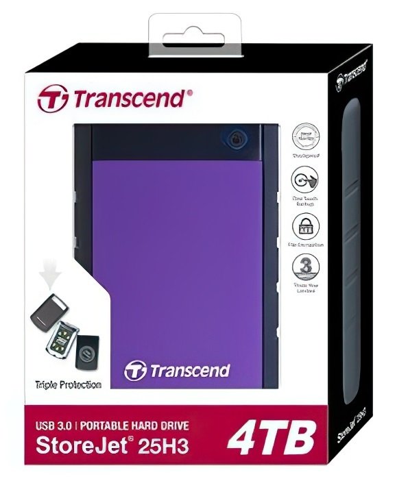 Жесткий диск TRANSCEND StoreJet 2.5 USB 3.0 4TB серия H Purple (TS4TSJ25H3P) фото 