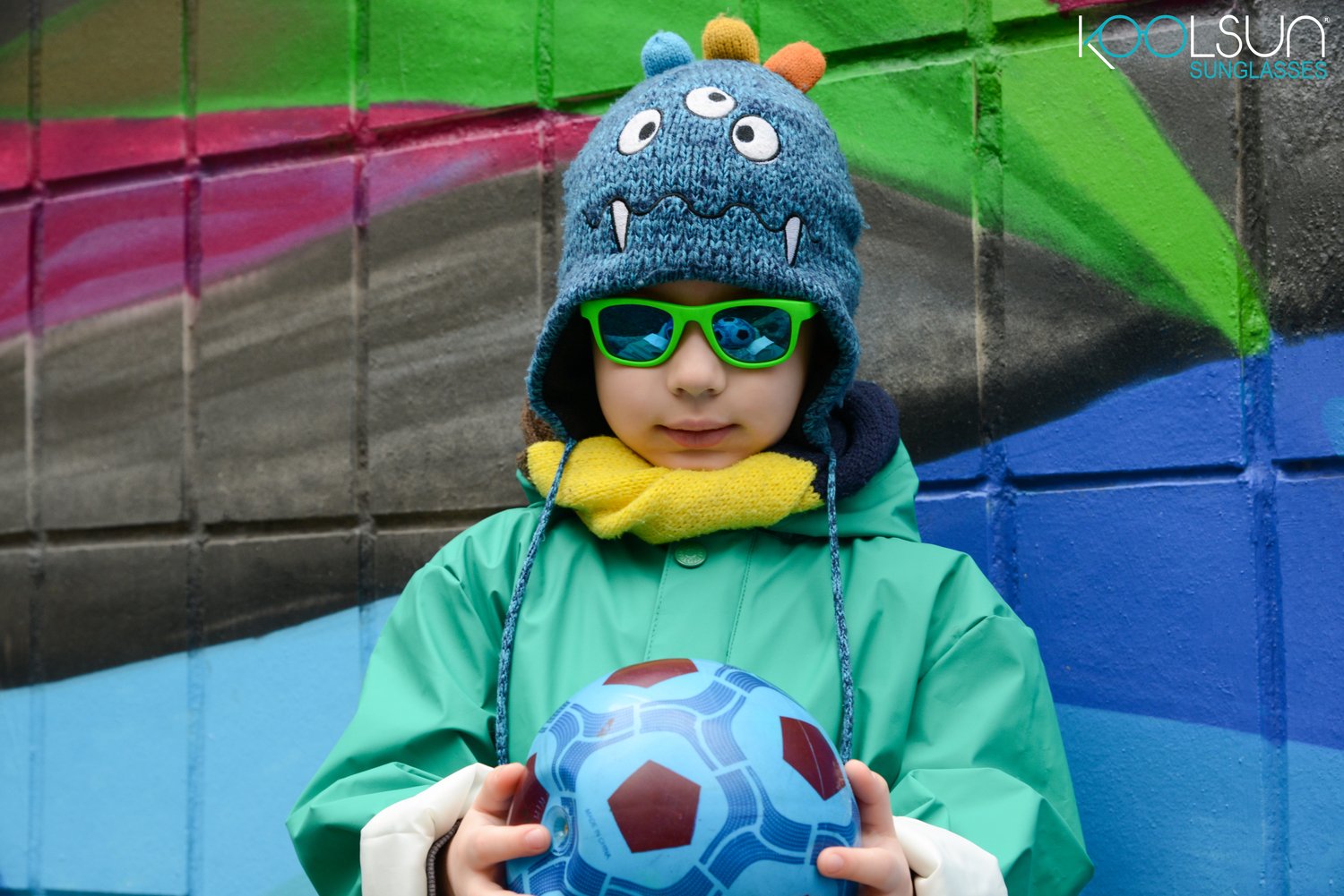 Детские солнцезащитные очки Koolsun Wawe неоново-зеленые (Размер 1+) (KS-WANG001) фото 