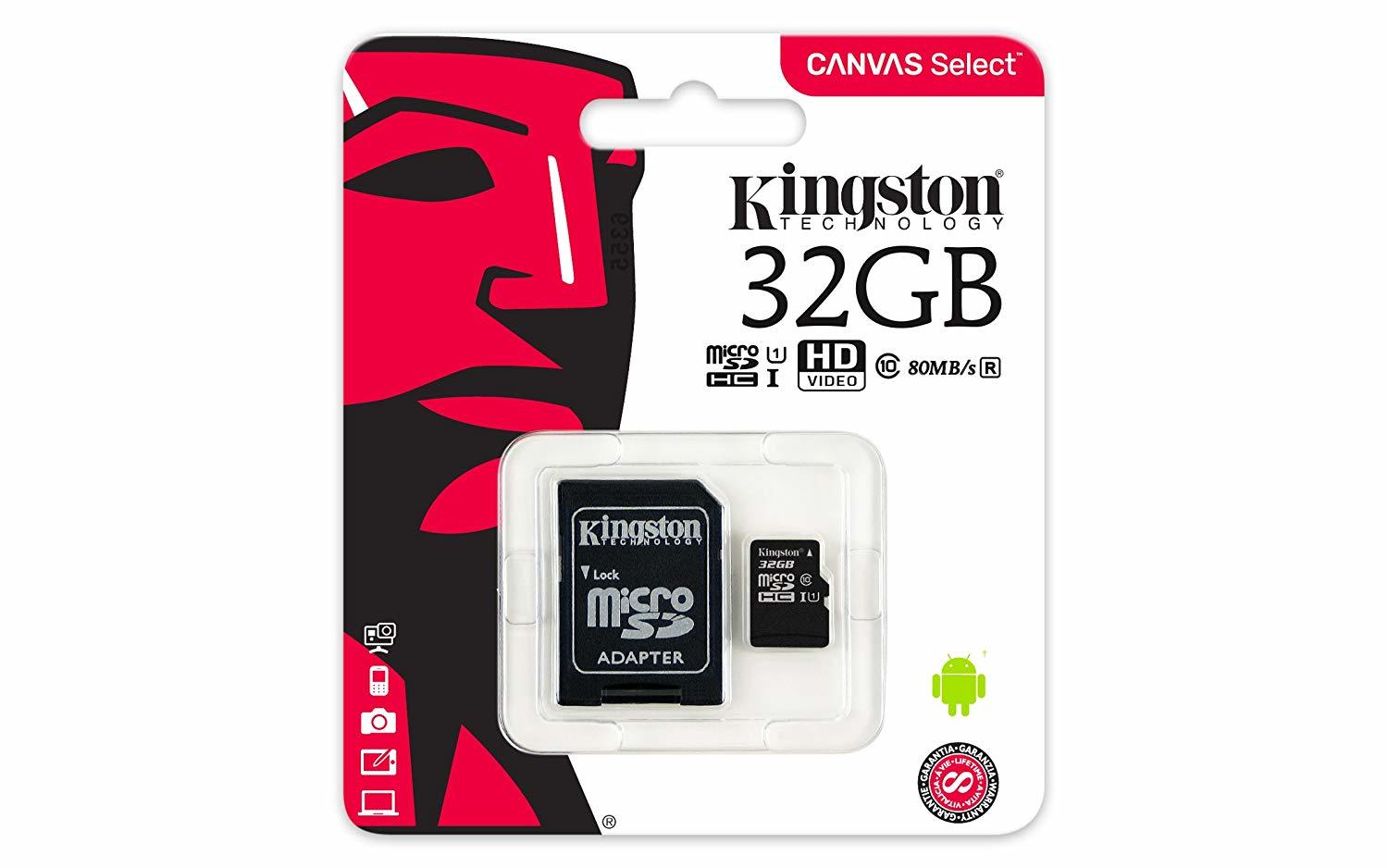 Карта памяти Kingston MicroSD 32Gb Class 10 UHS-I (80 Mb/s) с SD адаптером