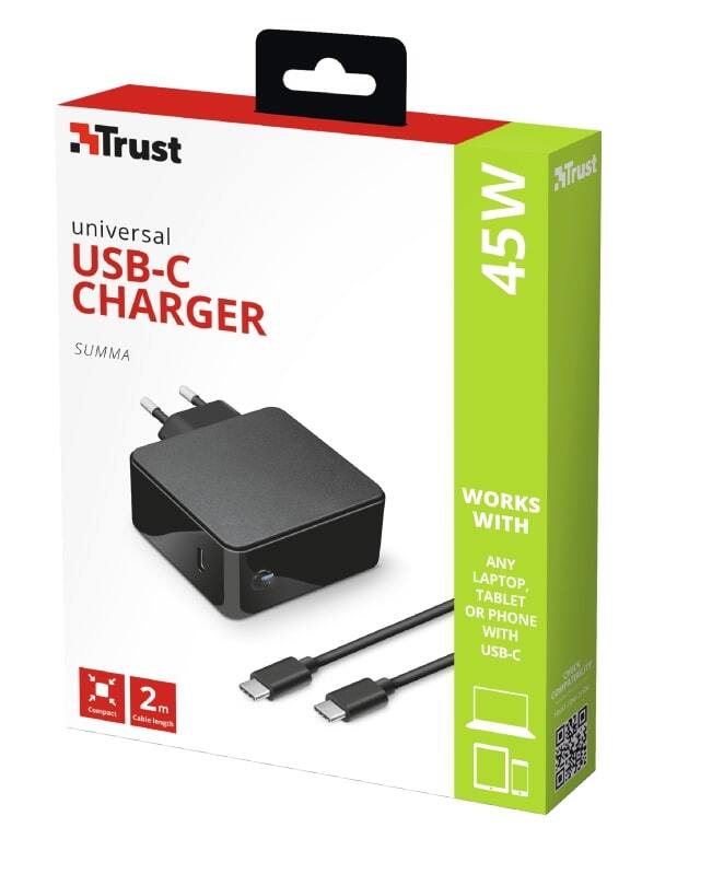Сетевое зарядное устройство Trust Summa 45W Universal USB-C Charger Black фото 