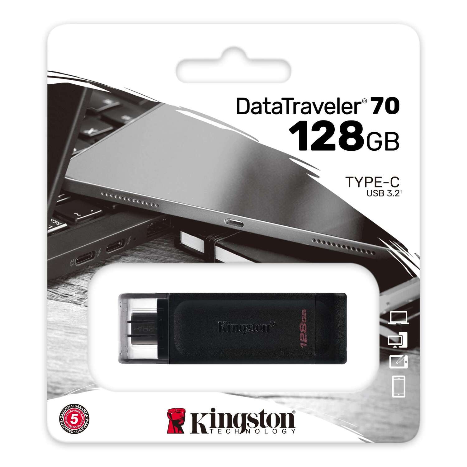 Накопитель USB-C 3.2 KINGSTON DT70 128GB (DT70/128GB) фото 