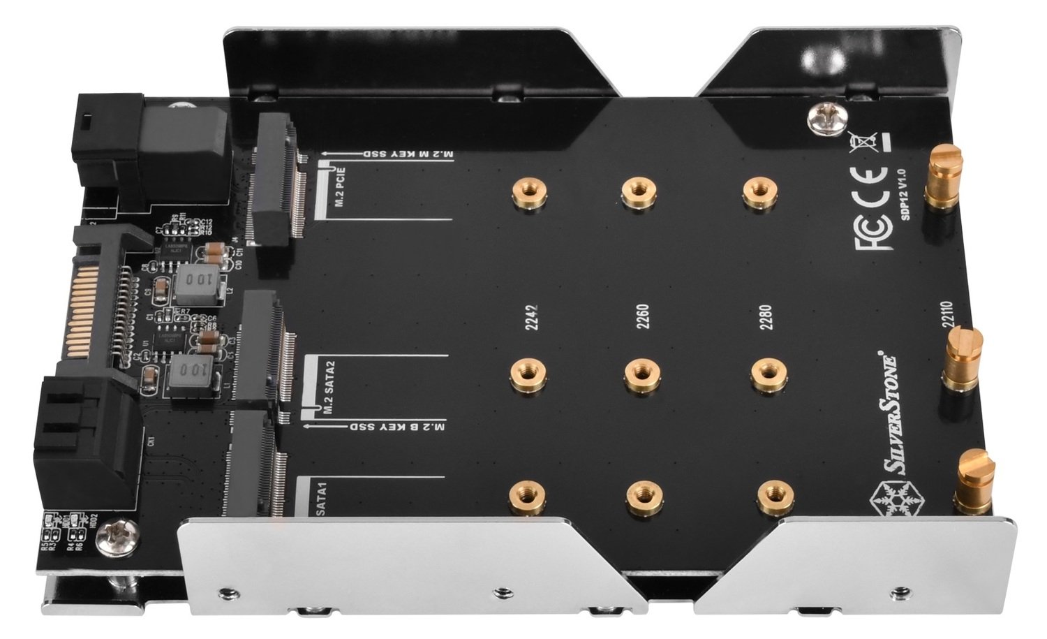 Адаптер для корпуса 3.5&quot; SILVER STONE для 2xM.2 SATA SSD и 1xNVMe SSD (SST-SDP12) фото 