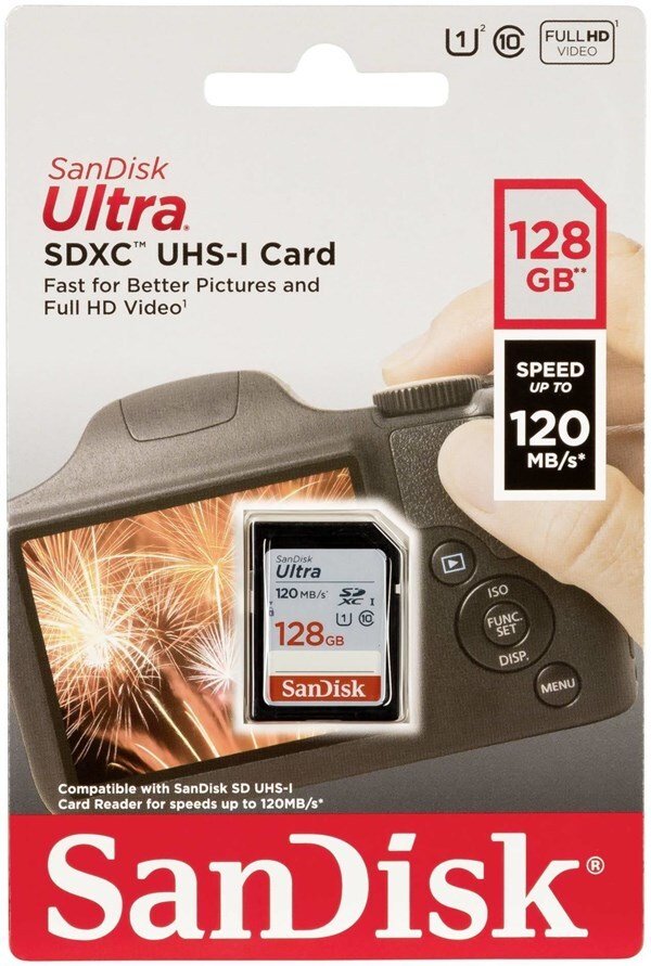 Карта памяти SANDISK SDXC 128GB Class 10 UHS-I R120MB/s Ultra (SDSDUN4-128G- GN6IN) – купить в Киеве | цена и отзывы в MOYO