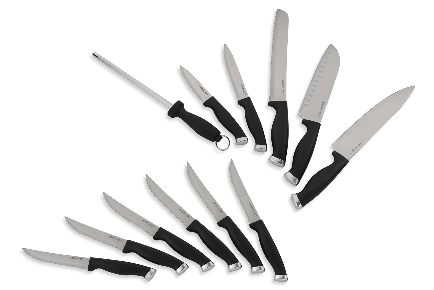 Набор ножей Ardesto Gemini Gourmet 14 предметов, нержавеющая сталь, пластик, каучуковый блок (AR2114SW) фото 