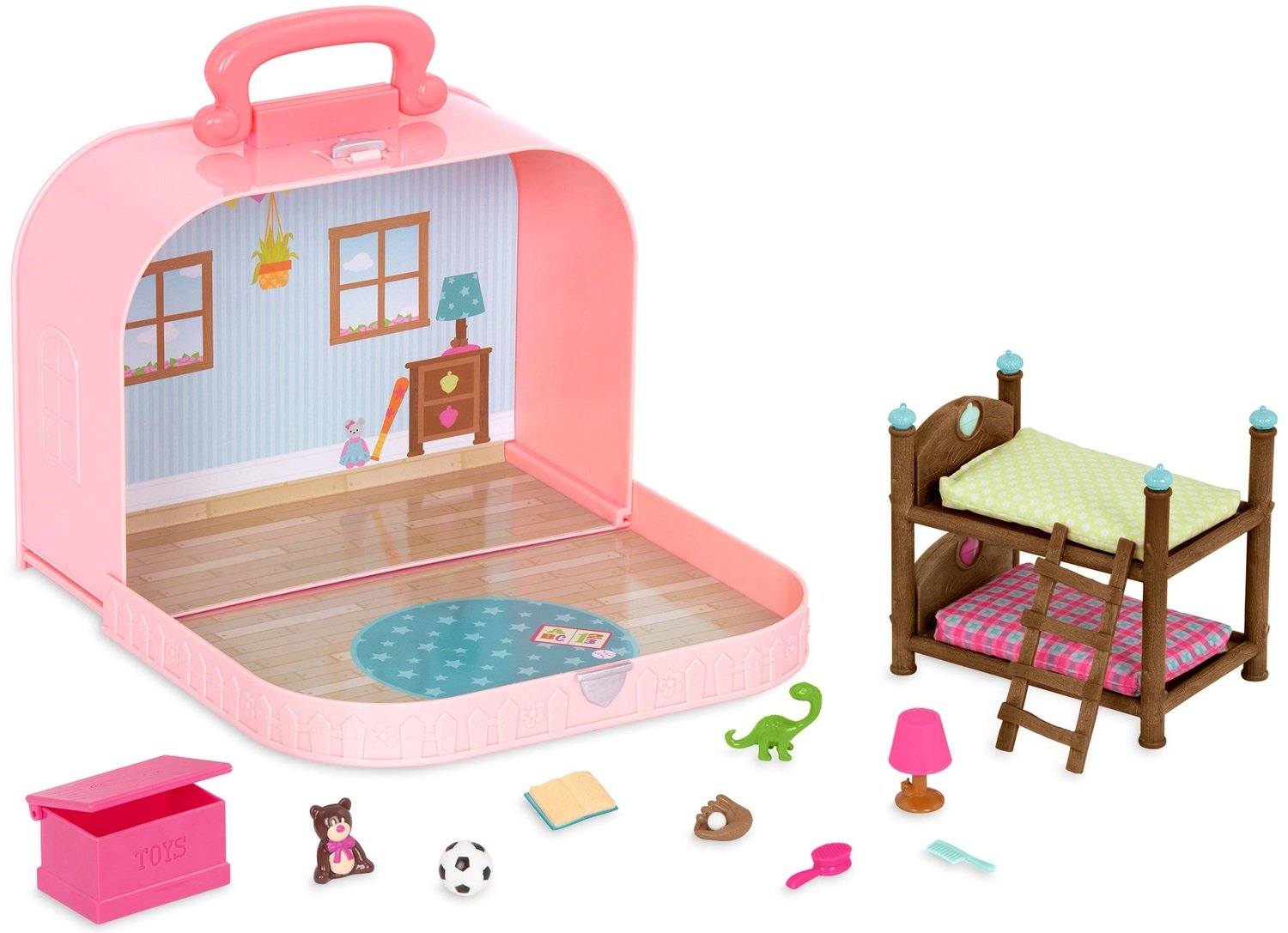 Игровой набор Li&#039;l Woodzeez Кейс розовый (Двухъярусная кровать) с аксессуарами WZ6597Z фото 