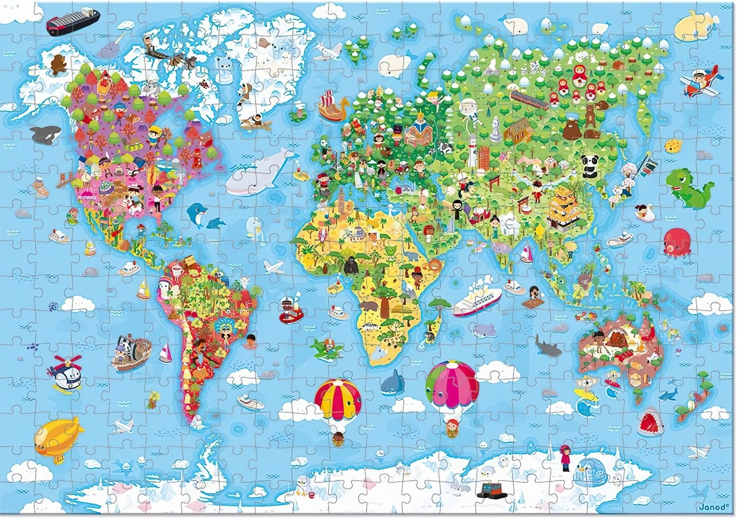 Пазл двусторонний Janod Карта мира 300 эл. J02656 фото 