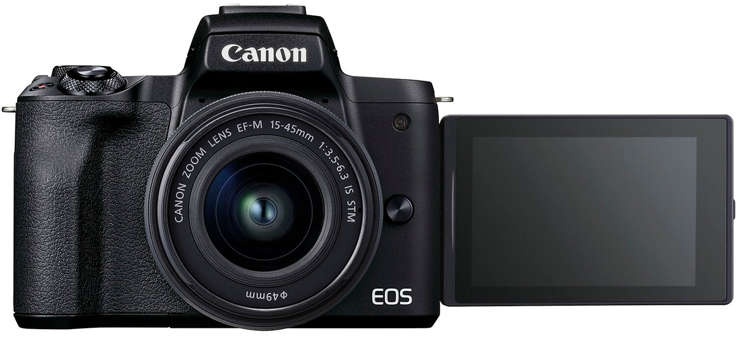 Фотоаппарат CANON EOS M50 Mark II + 15-45 мм f/3.5-6.3 IS STM + 55-200 мм f/4.5-6.3 IS STM Black(4728C041) фото 