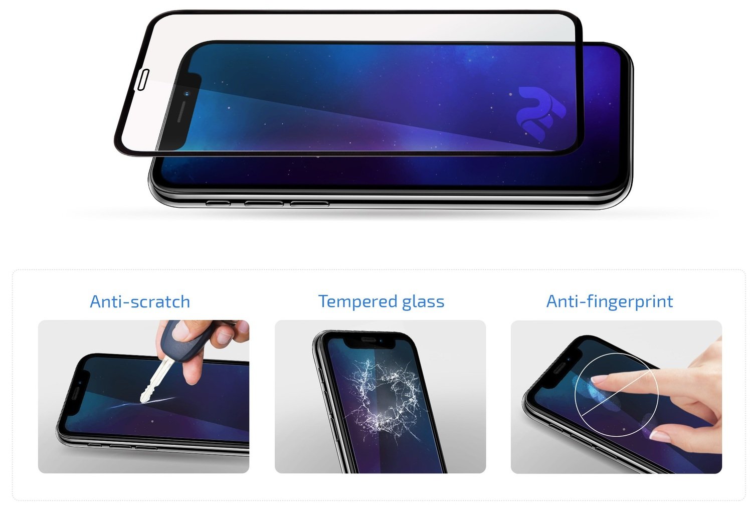 Комплект защитных стёкол 2E для Galaxy A52 (A525) 2.5D FCFG (2 Pack) Black border (2E-G-A52-LTFCFG-BB) фото 