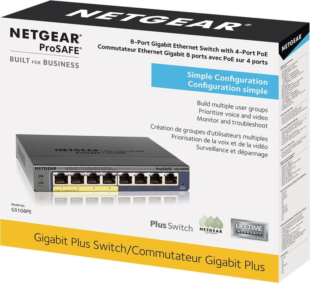 Коммутатор NETGEAR GS108PE 4xGE PoE, 4xGE, управляемый L2 – купить в ...
