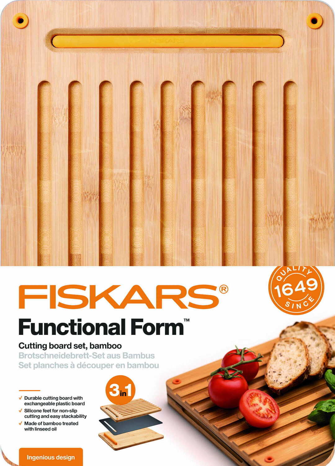 Доска бамбуковая Fiskars FF для хлеба (1059230) фото 