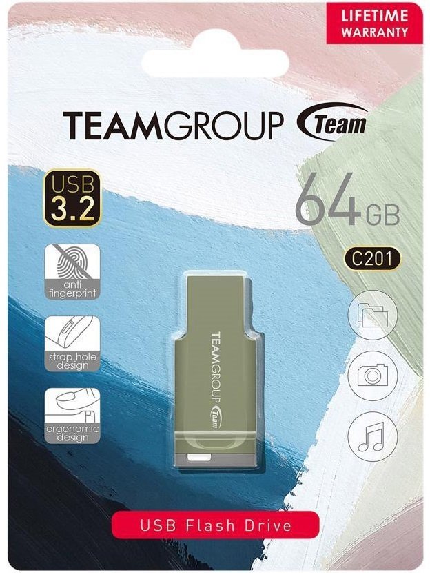 Накопичувач Team 64GB USB 3.2 C201 Green (TC201364GG01)фото