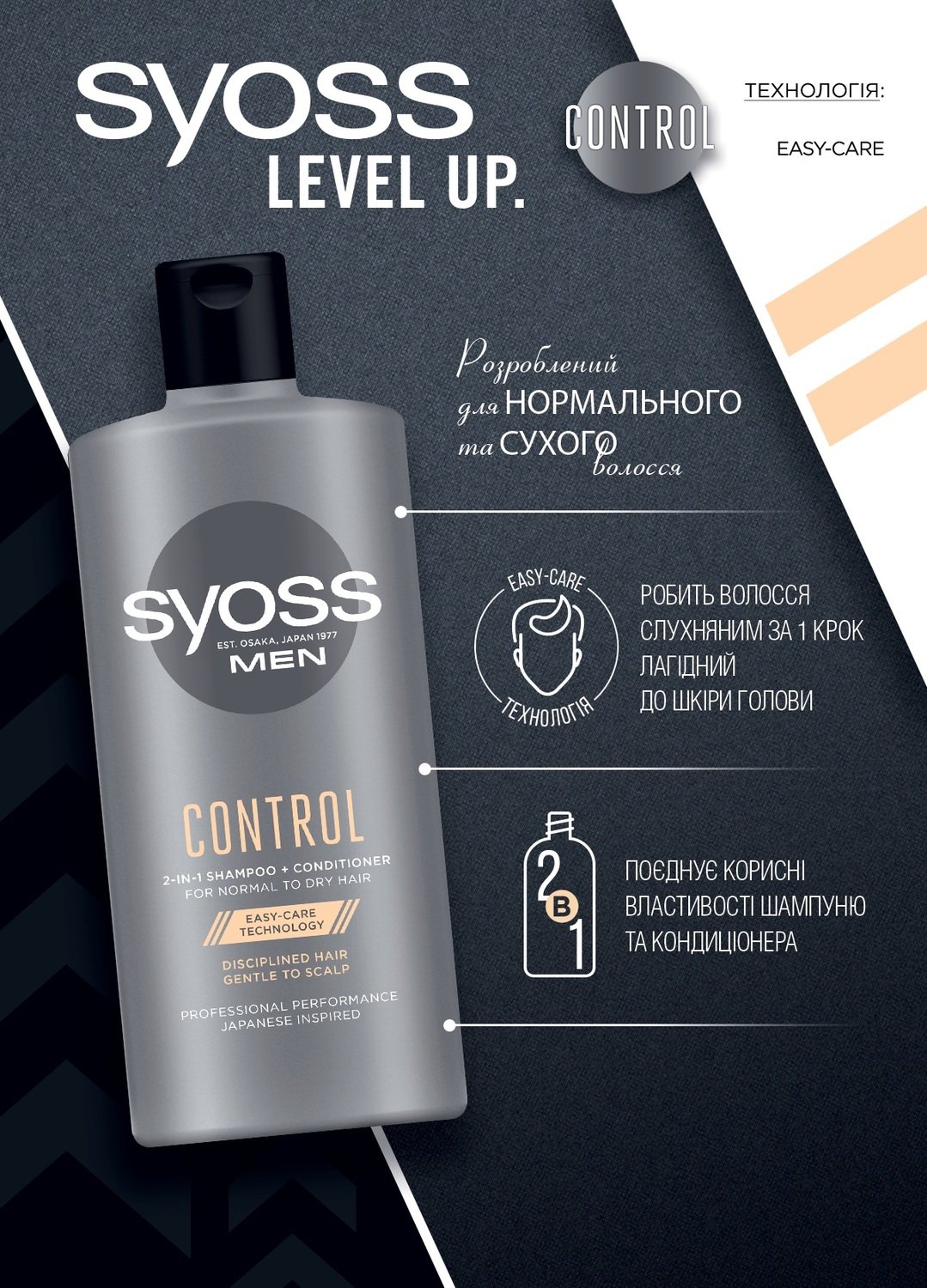 ≡ SYOSS Шампунь Men Control 2in1 440мл – купити в Києві | ціни і відгуки