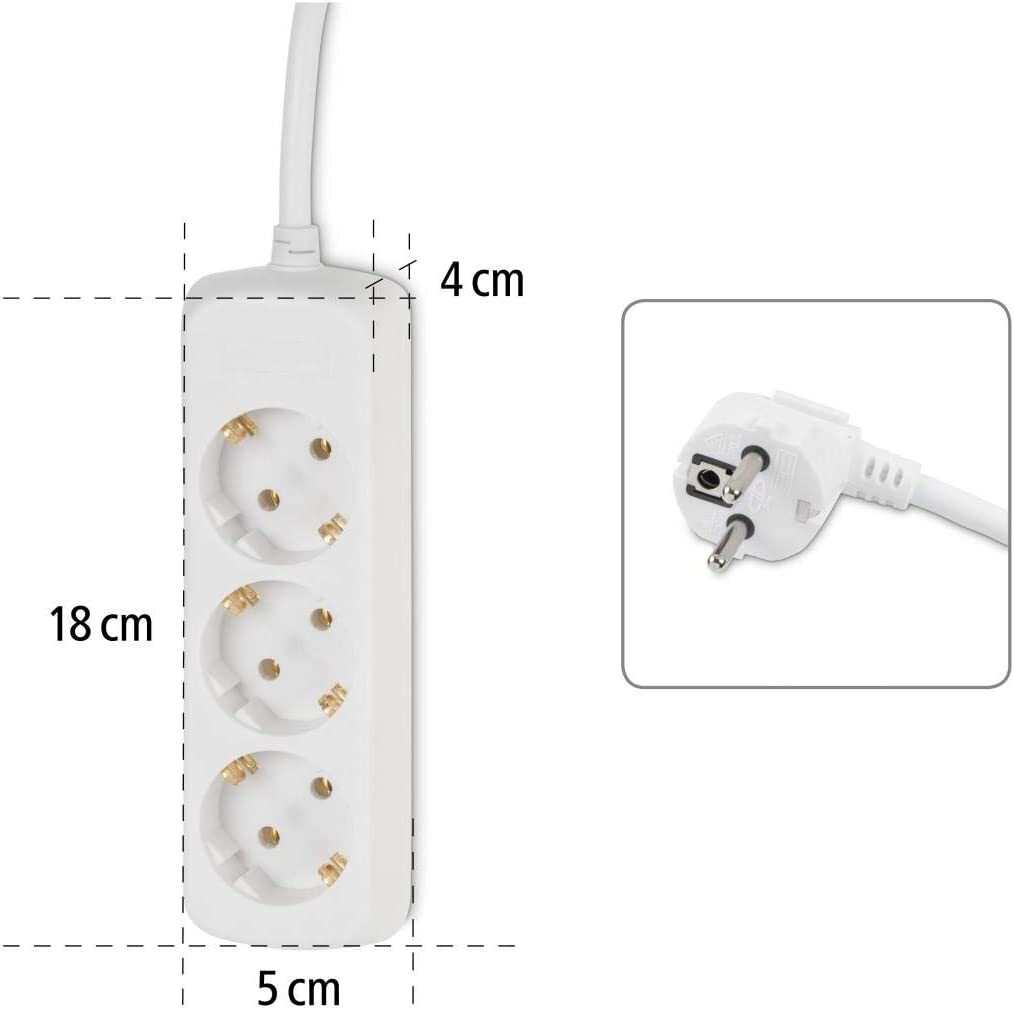 Сетевой удлинитель Hama 3XSchuko 3G*1.5мм 5м White (00108842) фото 