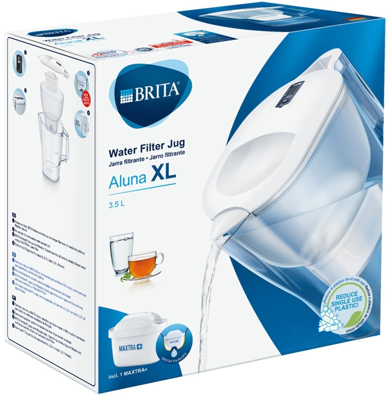 Brita Carafes - Carafe filtrante Aluna XL Memo, volume 3500 ml, blanc  1039269