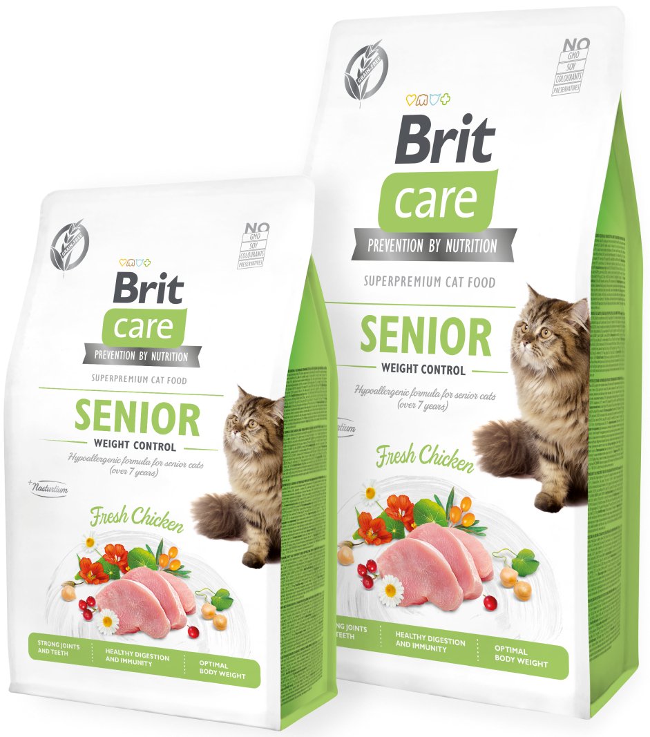 Сухий корм для кішок з надмірною вагою Brit Care Cat GF Senior Weight Control з куркою, 7кгфото5