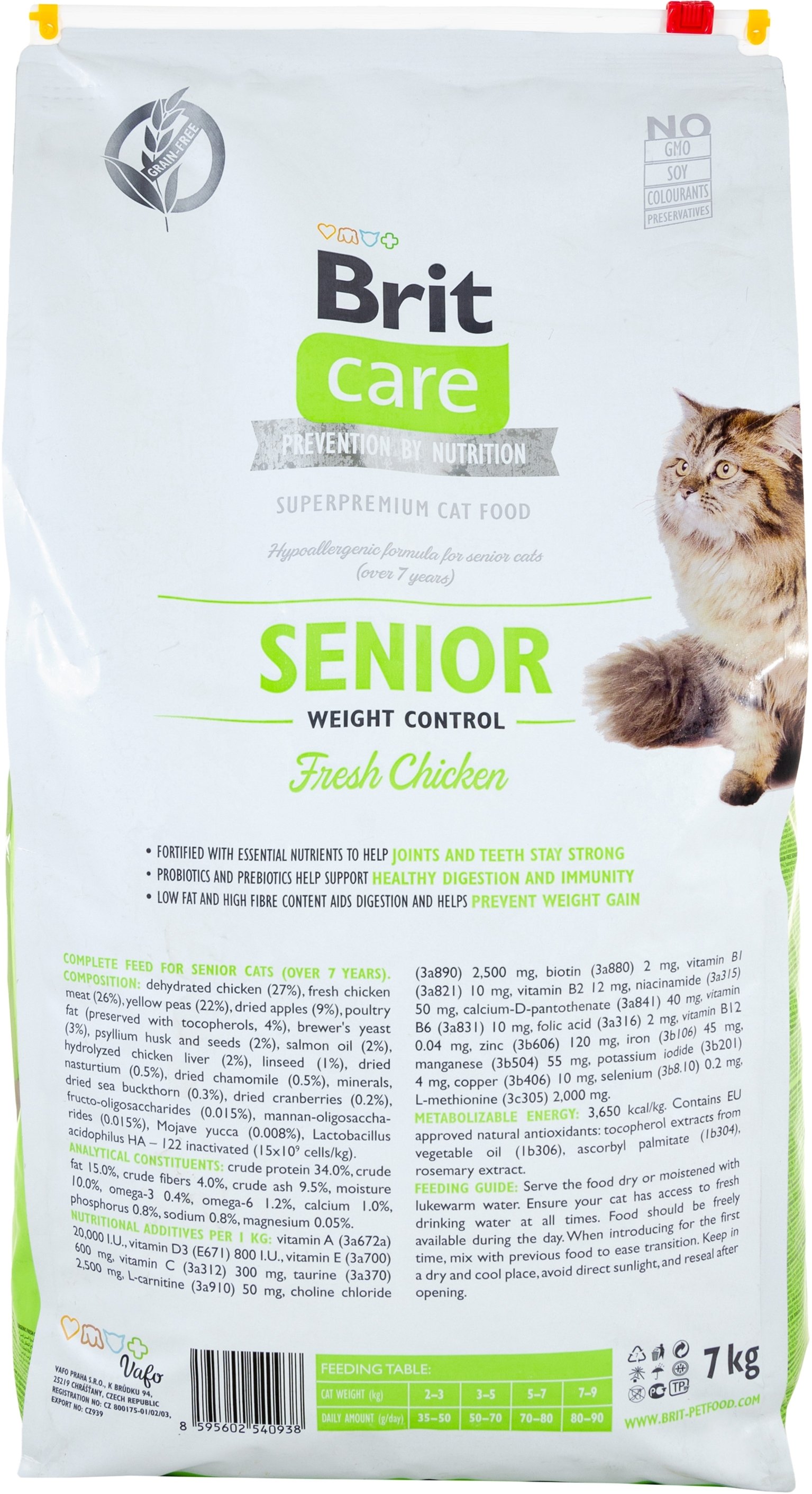 Сухий корм для кішок з надмірною вагою Brit Care Cat GF Senior Weight Control з куркою, 7кгфото2