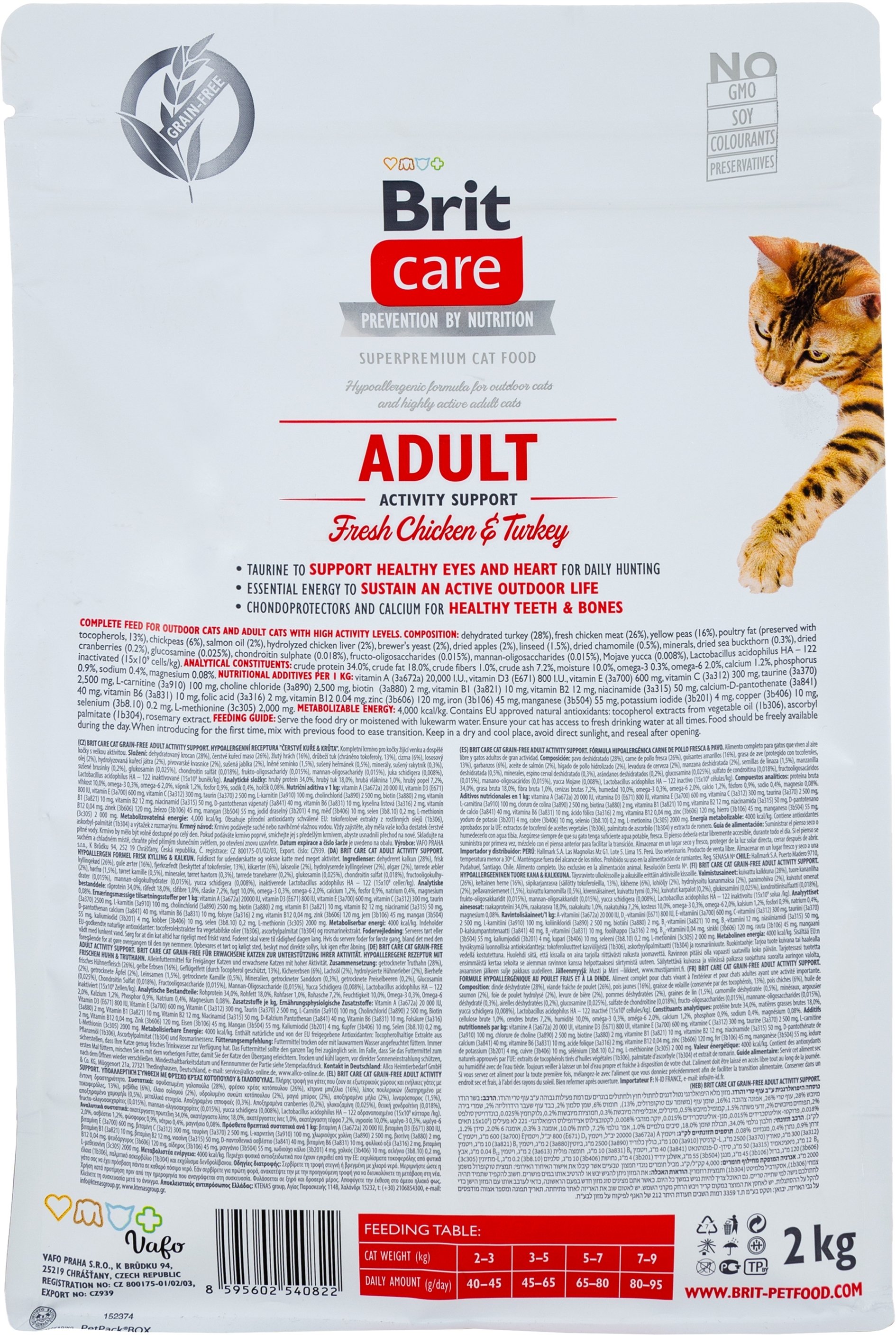 Сухий корм для дорослих кішок підтримка та активність Care Cat GF Adult Activity Suppor з куркою та індичкою, 2кгфото2