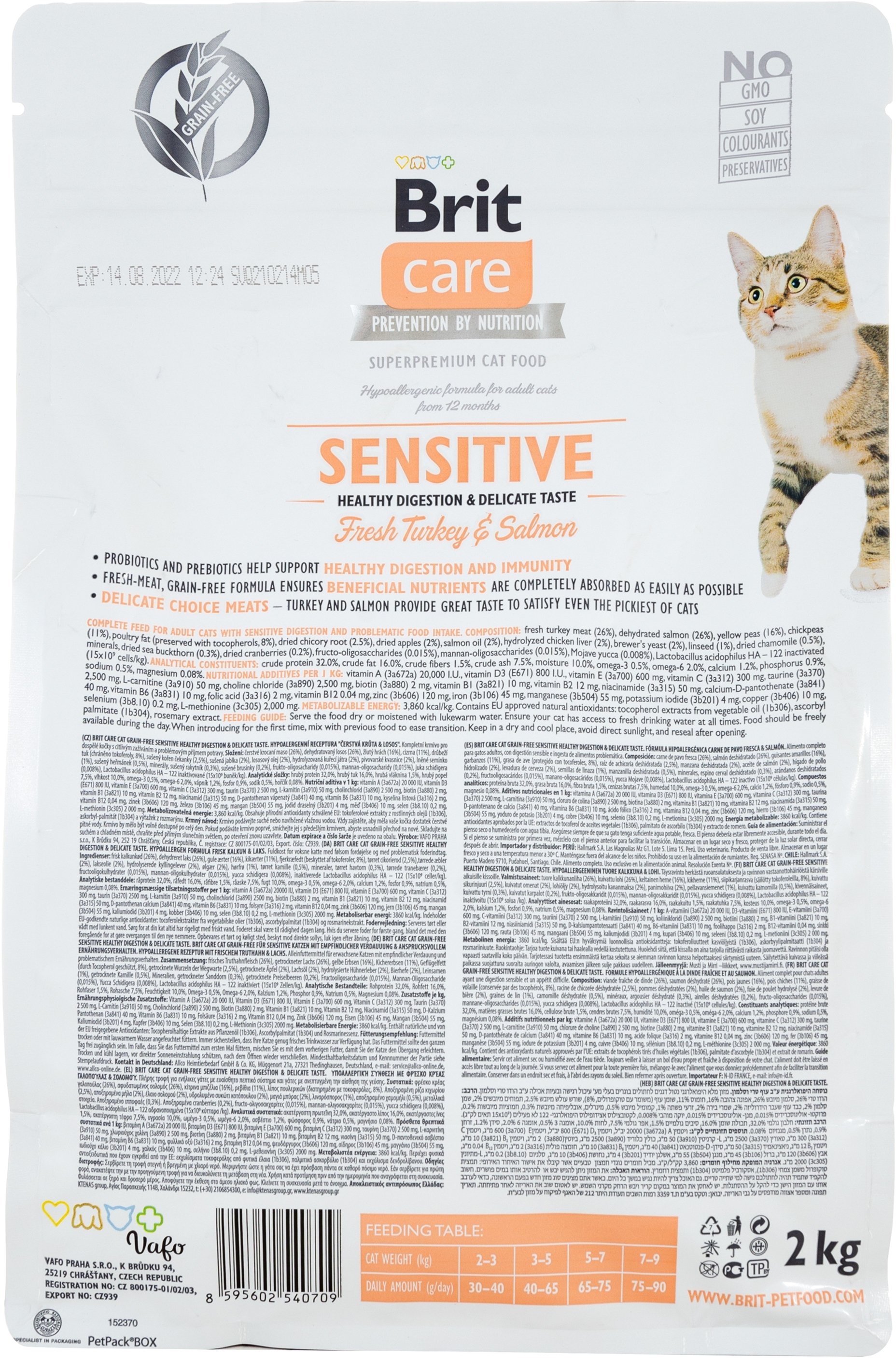 Сухий корм для вибагливих кішок Brit Care Cat GF Sensitive Digestion & Delicate Taste з індичкою та лососем, 2кгфото2