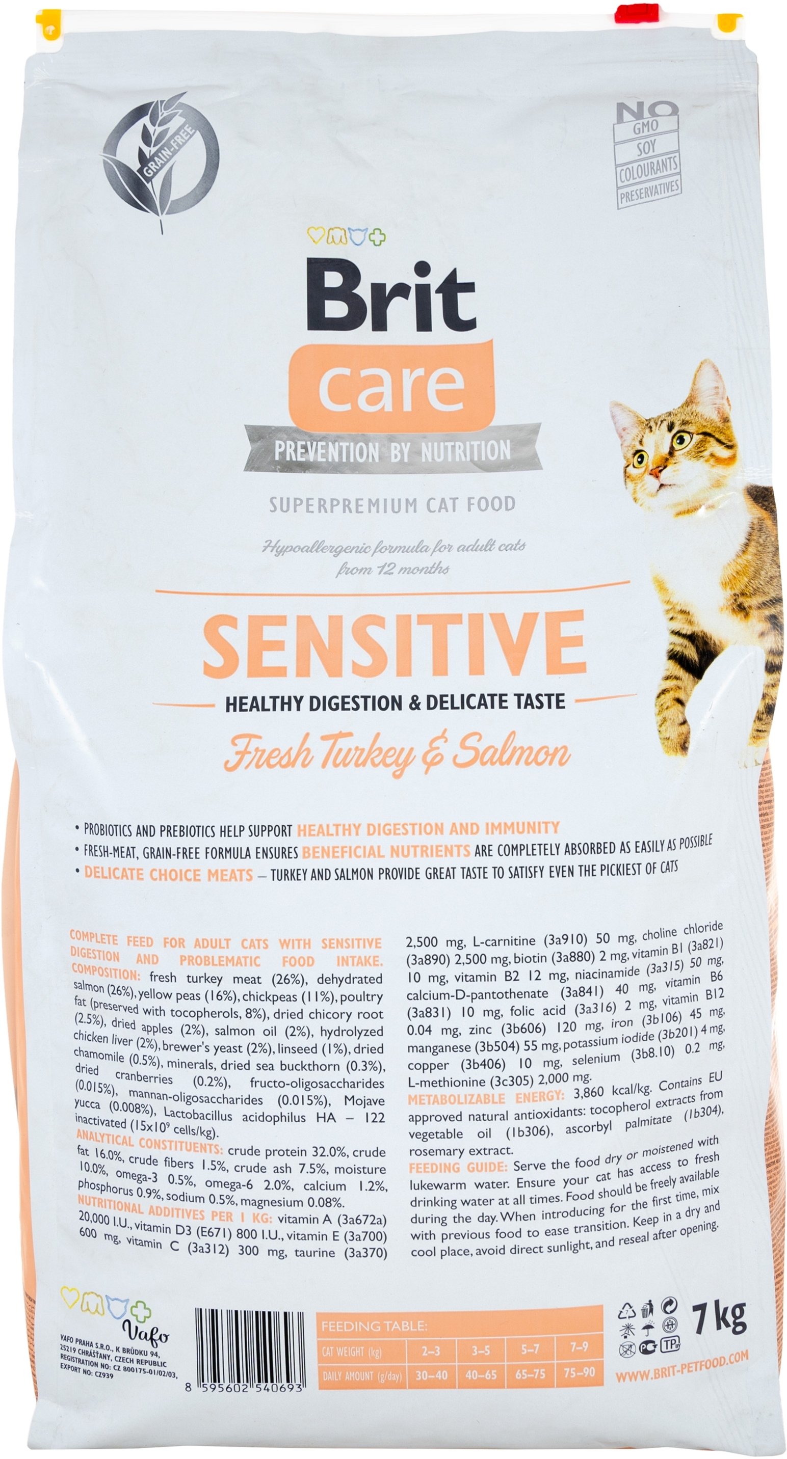 Сухий корм для вибагливих кішок Brit Care Cat GF Sensitive Digestion & Delicate Taste з індичкою та лососем, 7кгфото2
