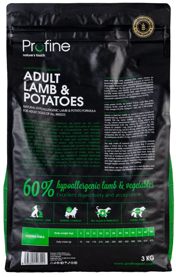 Сухой гипоаллергенный корм для взрослых собак Profine Adult Lamb с ...