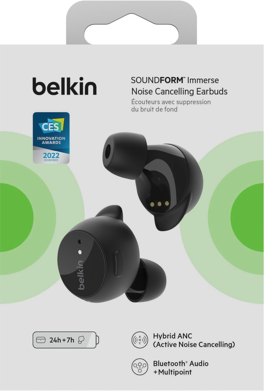 Belkin SOUNDFORM Immerse Noise Cancelling Earbuds, Black