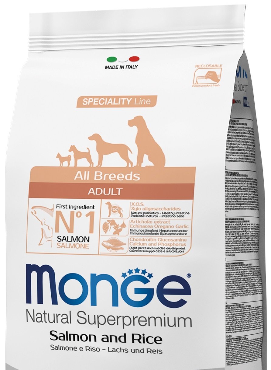 ≡ Сухий корм для собак Monge Dog All breeds Adult Light Salmon&Rice зі ...