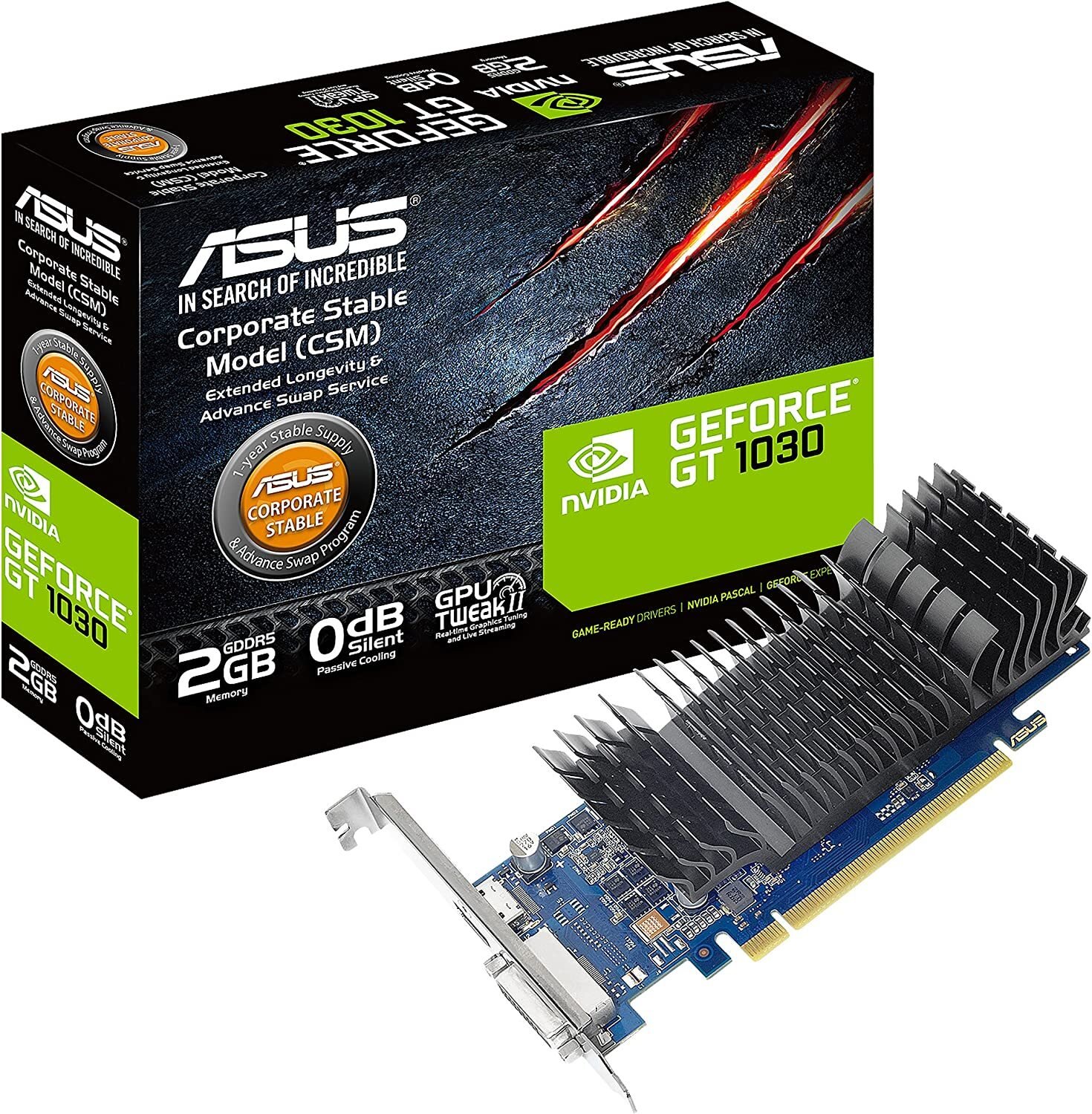 Видеокарта ASUS GeForce GT 1030 2GB GDDR5 low profile silent GT1030-SL-2G-BRK фото 