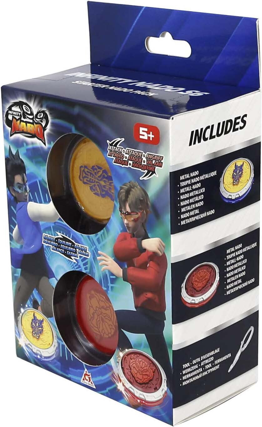 COLORBABY 48095 Infinity Nado Standard Battle Set, 2 toupies Fury Wave Dragon vs Blazing War Bear, 2 épées lanceuses, Stade Sable, lumières, Jeux toupie, Piles incluses Jeu de Bataille