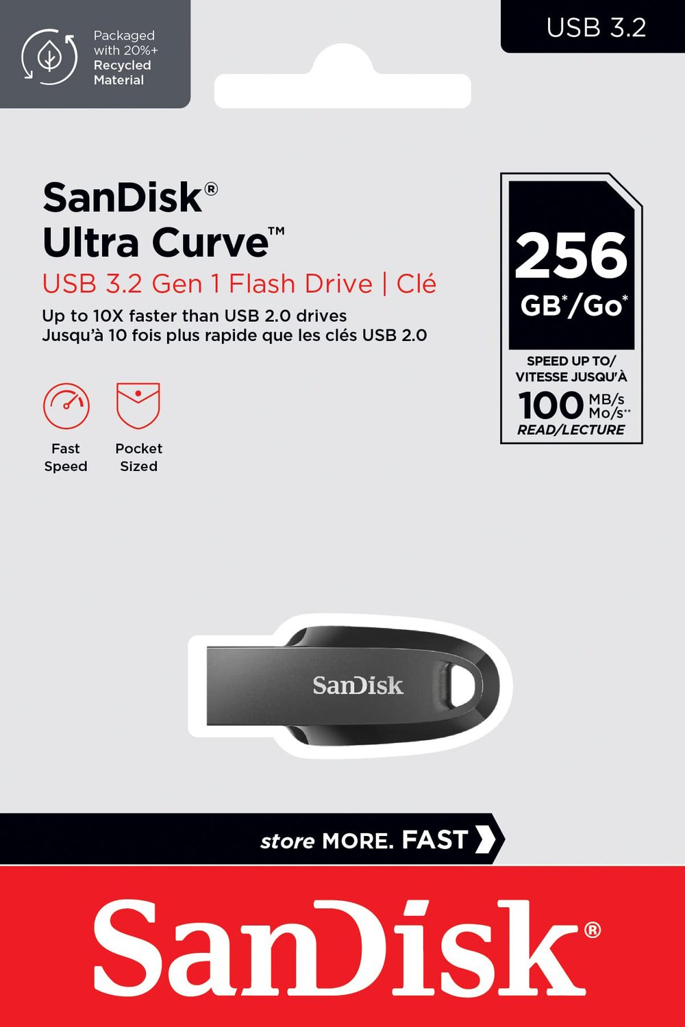 Накопичувач USB 3.2 SanDisk 256GB Type-A Ultra Curve Black (SDCZ550-256G-G46)фото