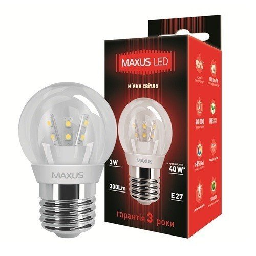 Светодиодная Лампа Maxus LED-261 G45 3W 3000K 220V E27 CR (1-LED-261) фото 
