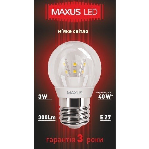 Светодиодная Лампа Maxus LED-261 G45 3W 3000K 220V E27 CR (1-LED-261) фото 