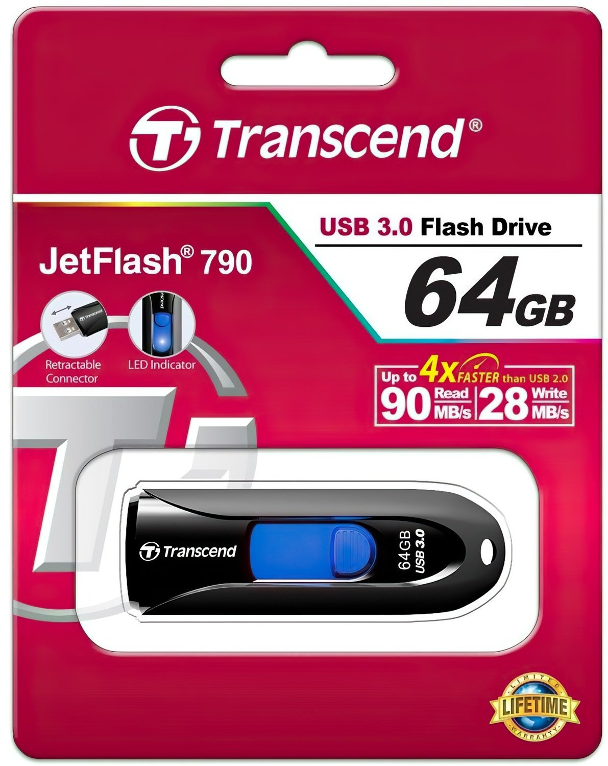 Накопитель USB 3.0 TRANSCEND JetFlash 790 64GB (TS64GJF790K) фото 
