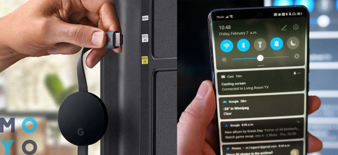 подключение телефона к телевизору через Chromecast