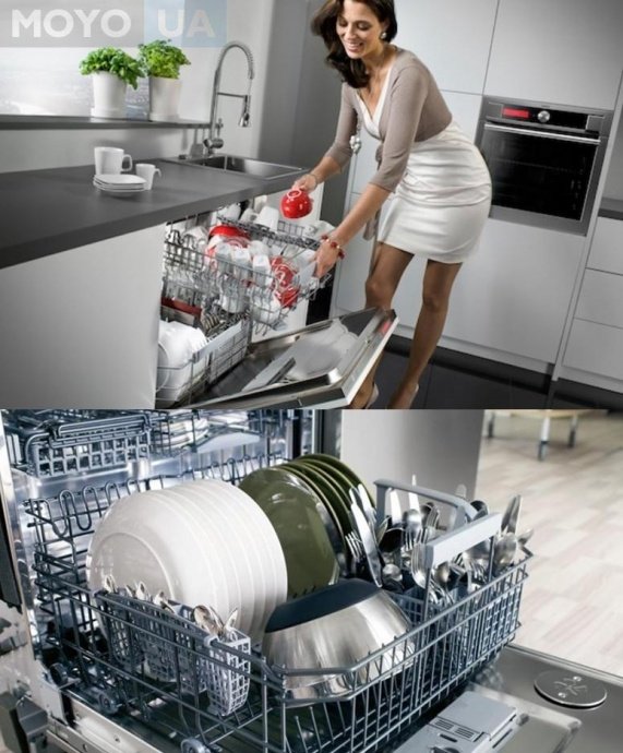 Мытье посуды в посудомоечной машине