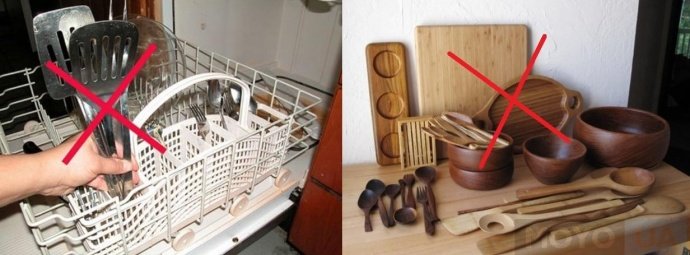 Деревянные изделия и посуда, которую нельзя мыть в посудомойке