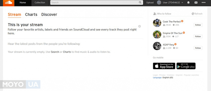 Страничка профиля Soundcloud