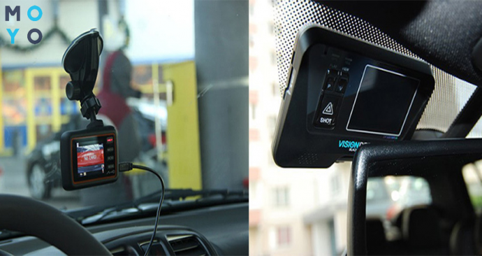 Автомобильные видеорегистраторы на стекле авто