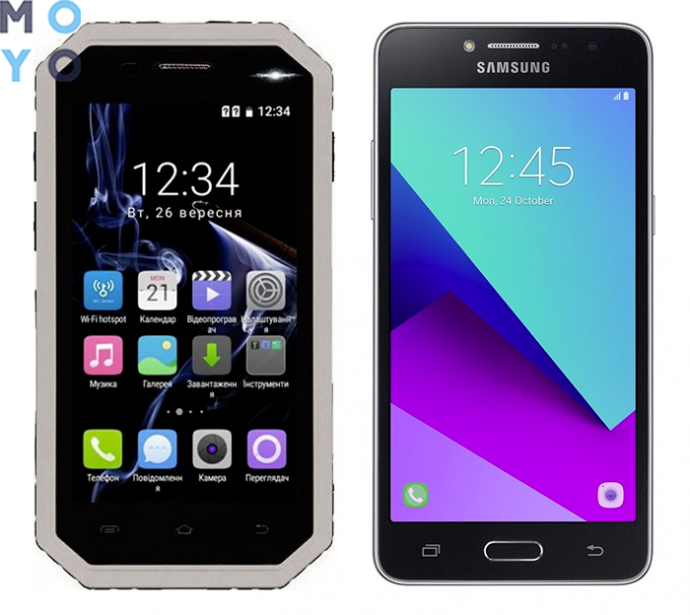 недорогие смартфоны для детей 2E E450R Dual Sim Gray и Samsung Galaxy J2 Prime