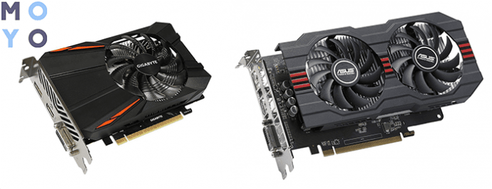  бюджетные ASUS Radeon RX 560 4GB DDR5 и GIGABYTE GeForce GTX 1050 2GB DDR5
