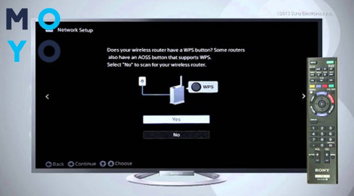 настройка WPS соединения для телевизора Sony