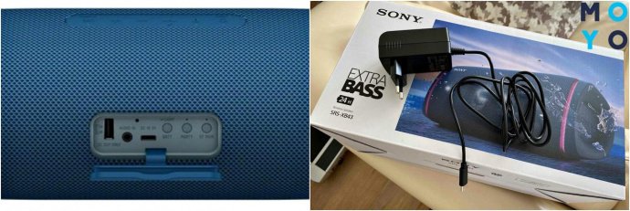 Разъемы и зарядное устройство колонки Sony SRS-XB43 Blue
