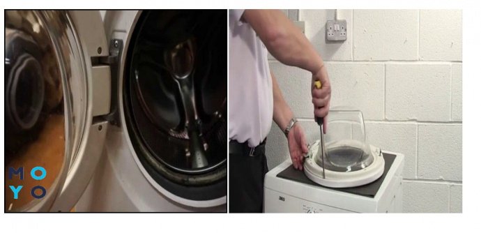  Демонтаж дверцы стиральной машины для регулировки