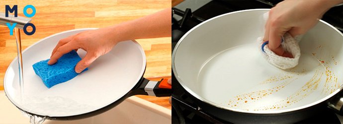 Чистка керамической сковороды