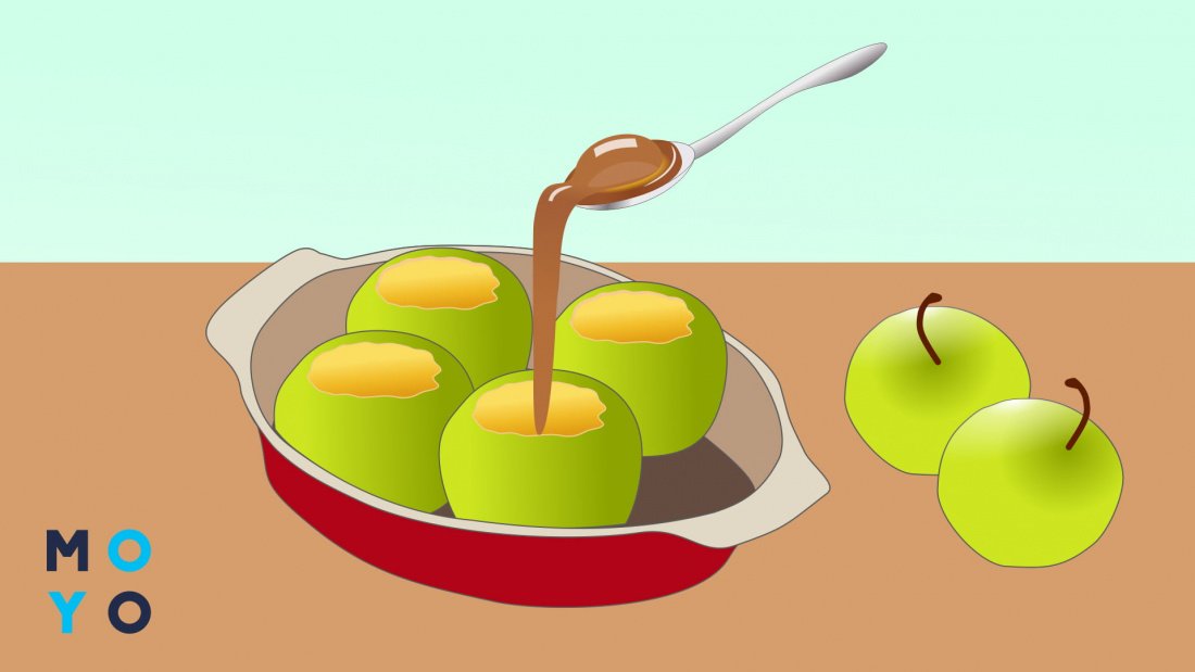 Яблука в мікрохвильовій печі з медом