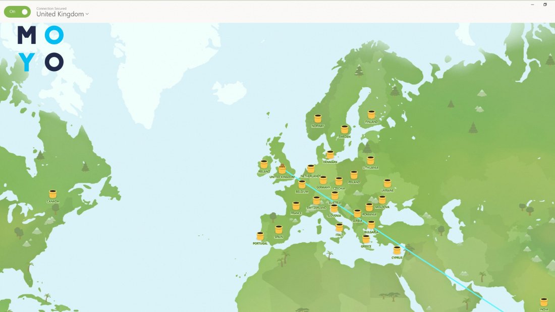 карта места нахождения пользователей TunnelBear